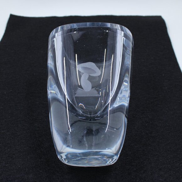 Small Heavy Glass or Crystal Vase with Etched Mushroom - Picture 6 of 12